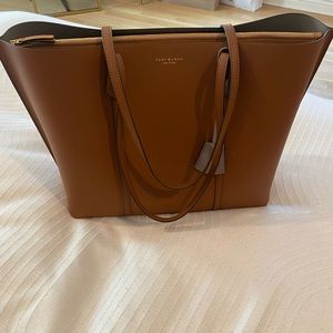 Perry triple compartment tote in umber color